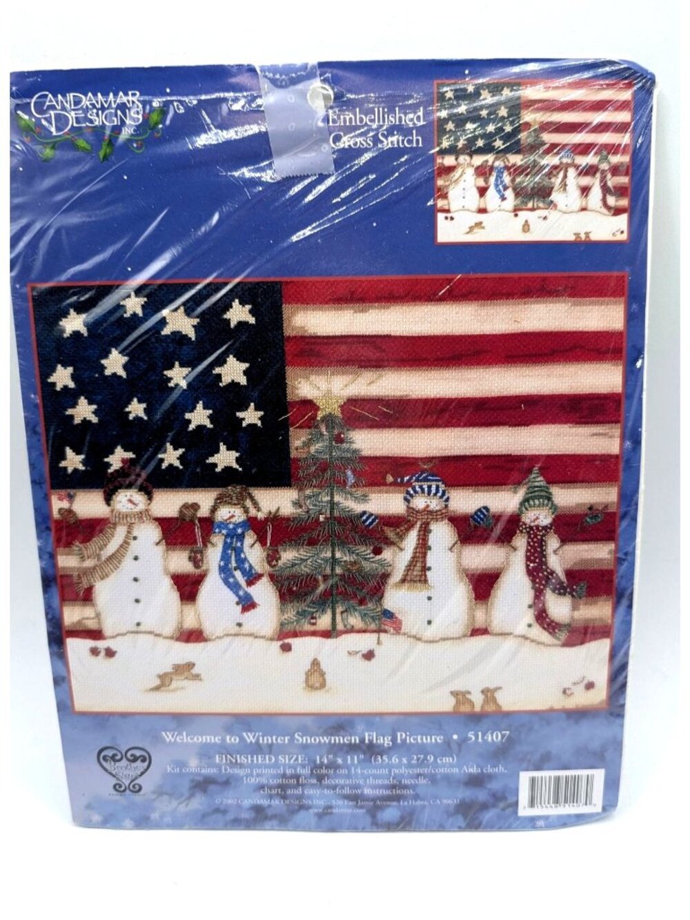Welcome To Winter Snowmen Flag Cross Stitch Kit 14x11 Missing Floss Candamar Des